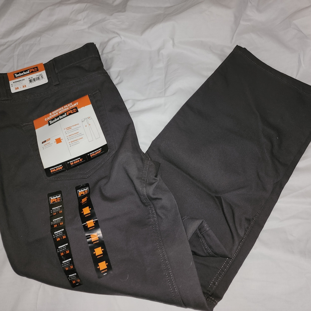 TimberlandPRO MEN'S 8 Series Flex CANVAS WORK PANT GRAY STRAIGHT FIT SIZS 38/32